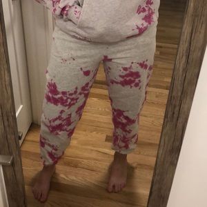 Pink tie-dyed ash Champion sweatpants